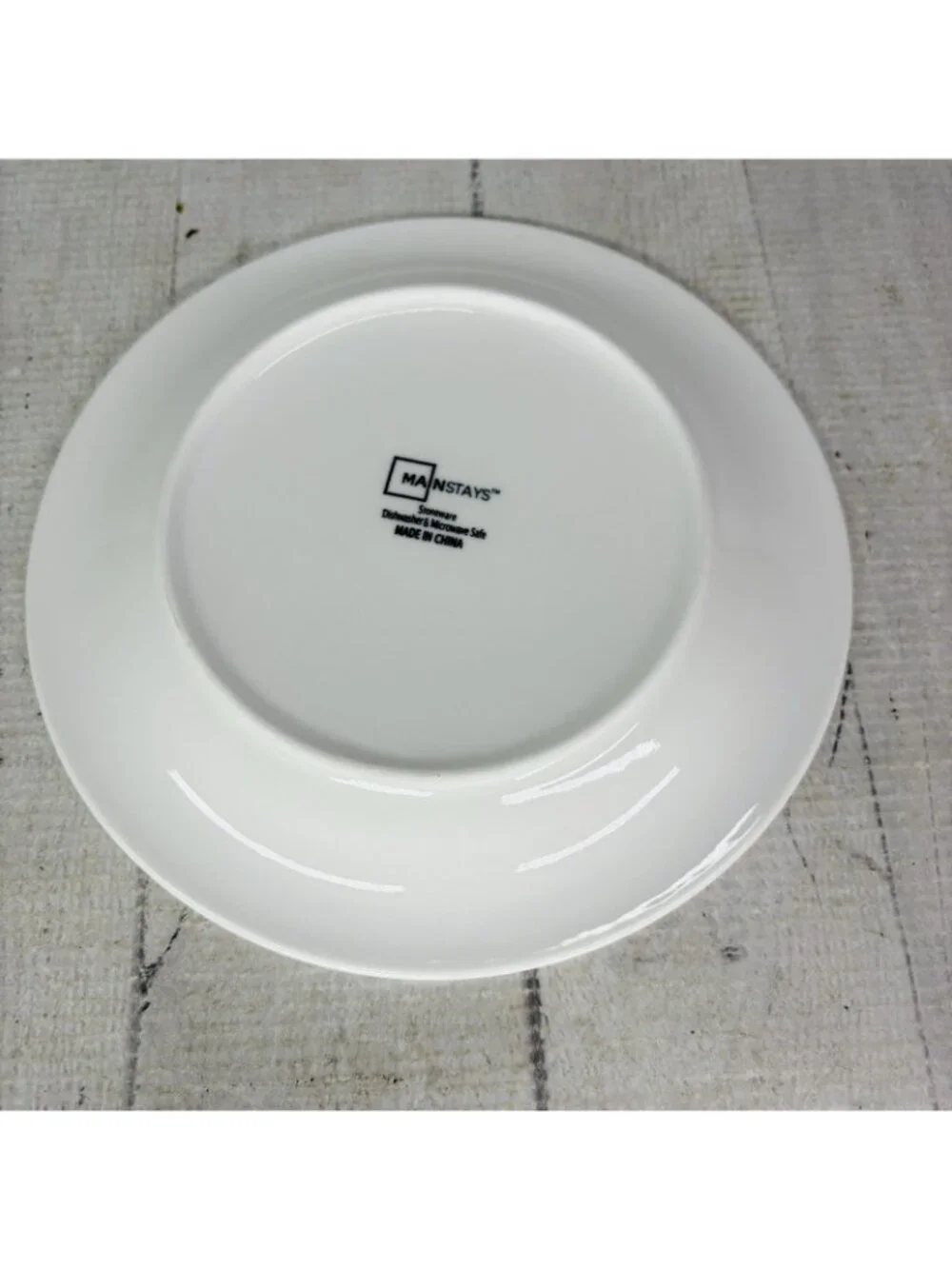 Mainstays CASUAL BANDED ROYAL BLUE Rings Stoneware White Salad Plates Set of 4